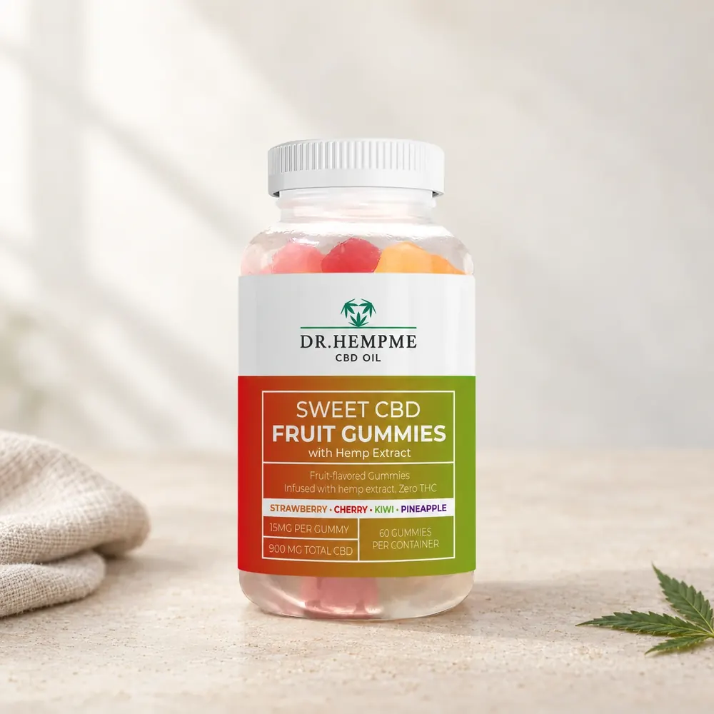 Tub of CBD gummies, 15mg each